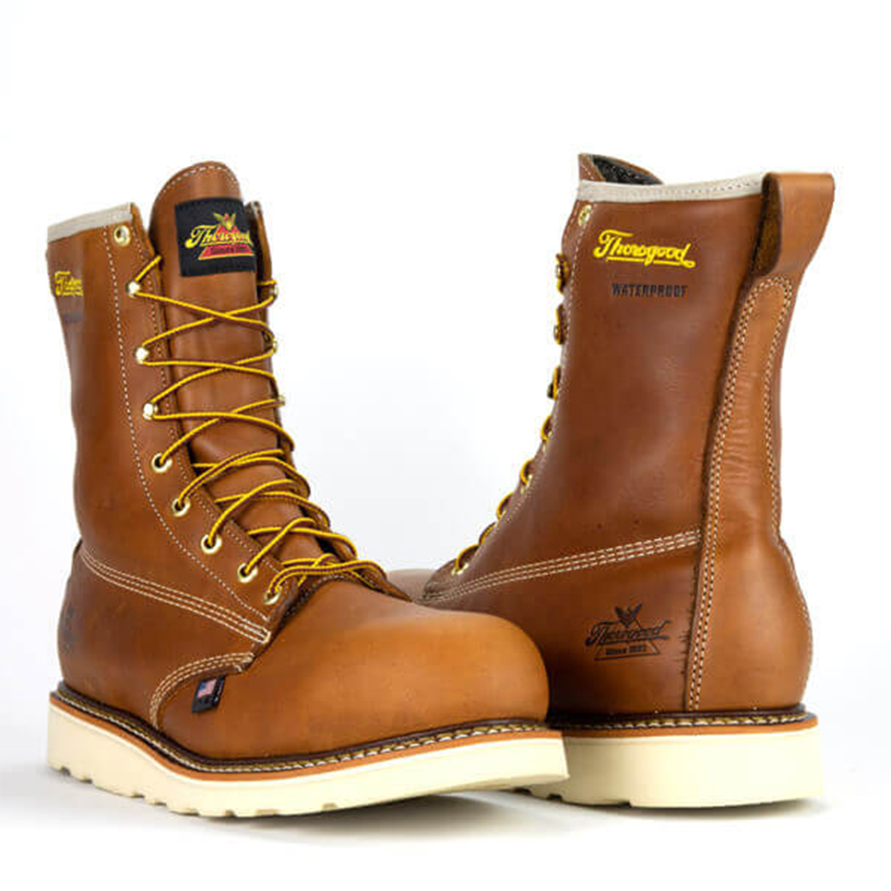 Thorogood Men s American Heritage Waterproof 8 Inch Tobacco Composite Toe Maxwear Wedge Plain Toe Work Boots GME Supply